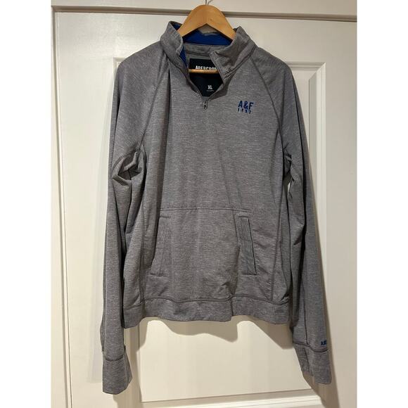 Abercrombie & Fitch Sweatshirt Men's Heather Gray 1/4-Zip Performance X-Large - Picture 2 of 10